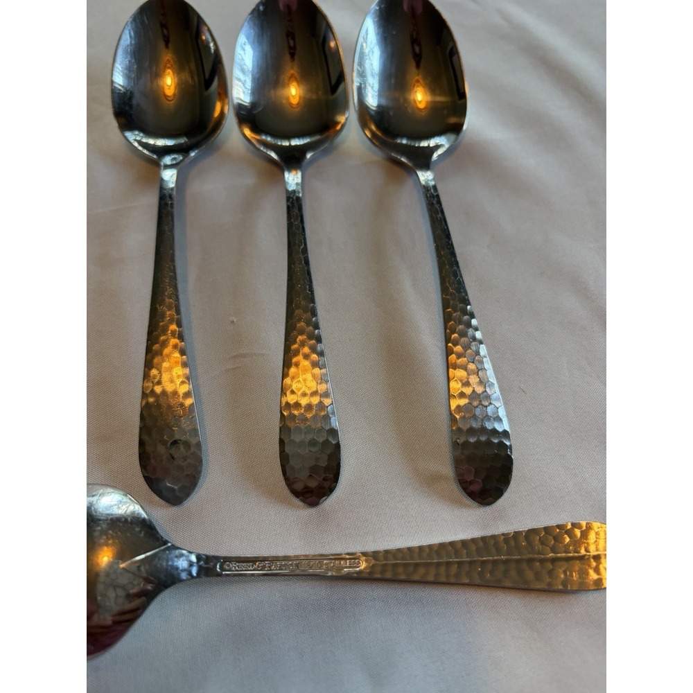 Reed & Barton Stainless Steel Hammered Handle Spoons, Set of 4 Dishwasher Safe